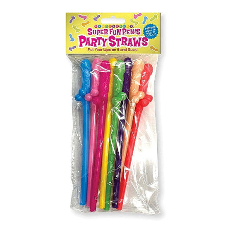 CANNUCCE DIVERTENTI SUPER FUN PENIS MULTICOLOR PENIS STRAWS 8 PACK